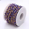 Cadena de Cristal de Colores de 3 mm Transfronteriza Chapado en Oro Cobre Cadena Hecha a Mano con Cuentas Materiales para Accesorios de Joyería de Aretes DIY