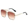 17302 Gafas de Sol de Pesca Metálicas de Doble Puente de Moda Europea y Americana para Hombre Nuevas de Cruzada Street Photography Gafas de Sol Modernas con Acabado de Alta Gama