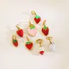 Serie de Frutas Colores Esmalte Fresa Colgante Artesanía de Esmalte Acero Inoxidable DIY Collar Pulsera Accesorios Mayoreo