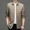 Jaqueta de negócios casual leve de luxo para primavera e outono masculina, casaco fino de comprimento médio moderno para homens de meia-idade, estilo pai