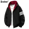 Nueva colección de otoño e invierno: sudadera con capucha de moda y versátil para hombre con tres rayas, una prenda exterior tipo cárdigan de corte holgado para otoño e invierno