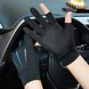 Guantes de Protección Solar de Dos Dedos Expuestos para Hombre en Verano Hilo de Hielo Montar en Motocicleta Conducir Coche Eléctrico Pesca Repartidor Pantalla Táctil