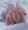 Adesivos de Unha para Manicure Francesa com Flor Branca em Relevo e Bolinhas Vermelhas Pequenas, Estilo Floral Suave, Peças de Unha Postiça