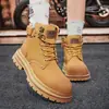 Nuevas Botas Cortas de Encaje para Hombre Otoño e Invierno Caña Alta Talla Grande Transfronterizas Zapatos para Aumentar la Altura de Suela Gruesa para Exteriores Botas Martin para Pareja Dropshipping