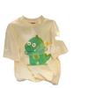 Camiseta de Manga Corta con Cuello de Bolsa de Algodón Puro con Estampado de Dibujos Animados Anime para Mujer 2024 Verano Nuevo Top Casual Holgado de Largo Medio