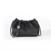 Bolso de Mujer Nuevo de Gama Alta Plegado Nubes Bolso de Axila Piel Genuina Cadena de Bolas Doradas Capa Superior Piel de Vaca Bolso de Hombro Cruzado