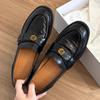 Versión de piel de oveja ~ cuero genuino nuevos mocasines de camelias con suela gruesa para mujer, estilo británico, zapatos pequeños de cuero retro, zapatos de una sola capa