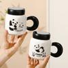 Taza de Cerámica de Dibujos Animados Espejo Cruzado Taza de Panda Linda Taza de Agua para el Hogar y la Oficina Caja de Regalo Alto Valor de Color Regalo de Acompañamiento