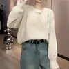 Suéter de punto rojo retro casual para mujer, estilo coreano de otoño e invierno, corte holgado, adelgazante, escote Bardot, top grueso para damas