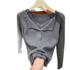 Nuevo Suéter Cardigan Abrigo de Punto Estilo Coreano Dulce y Suave con Cuello en V, Encaje y Volantes, Adelgazante, Otoño/Invierno 2026 para Mujer