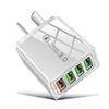 Carregador de viagem rápido QC3.0 com múltiplas portas 5V/9V/12V, 4 USB, carregamento rápido europeu, americano e britânico qc3.0