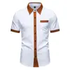 2026 Verano Transfronterizo Nuevo Talla Europea Moda Masculina Tendencia Bloques de Color Casual Manga Corta Camisa Venta al por Mayor