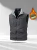 Chaleco de hombre con forro polar para otoño e invierno, cuello alto, multibolsillos, ropa de trabajo, chaqueta chaleco cálida casual para exteriores 2539A