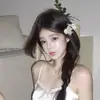 Atmosfera Super Feérica, Presilha de Cabelo de Flor Rosa Pura e Desejável, Acessório de Cabelo com Franja de Flor Fresca para Penteado, Novo Ornamento de Cabelo Elegante Estilo Chinês para Hanfu