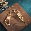 Brincos Clássicos Estilo Chinês Hanfu Cheongsam para Meninas Artesanato Cloisonné Brincos de Jade Hetian Sintético Brincos com Franjas