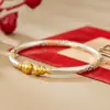 Pulsera de Calabaza Esmaltada Chapada en Oro Antiguo de Plata Pura al 99.99% Nuevo Estilo Chino Pulsera de Plata Pura Ajustable