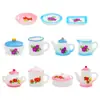 Taza de Té Cerámica Impresa Retro Nostálgica Tetera Juguete de Comida Casa de Muñecas Accesorios de Decoración DIY Adornos en Miniatura