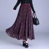Falda Larga de Malla Patchwork a Cuadros Acampanada Otoño/Invierno 2026 Clásica Versátil Cintura Alta Adelgazante Línea A