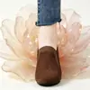 Botas de Cano Curto com Salto Escondido Fosco Femininas 2026 Primavera/Outono Novas Couro Macio Decote em V Emagrecedoras Fáceis de Calçar para o Dia a Dia