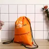 Mochila com Cordão e Bolso com Zíper Poliéster Bolsa Mochila Cordão Outdoor Basquete Futebol Bolsa de Armazenamento Duas Alças de Ombro Nylon Bolsa de Tecido com Cordão