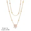 Venta al por mayor de joyería transfronteriza Collar de doble capa cuadrado de circón para mujer Colgante doble completo de diamante Acero de titanio Colgante de collar Venta al por mayor