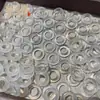 Jalea de Lichi Hielo Natural Ágata Blanca Calcedonia Anillo Corredizo DIY Pulsera Circular de Jade con Cuentas Anillo de Presión Accesorios