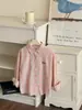 Camisa Xadrez Casual Estilo Primavera/Verão 2026 para Meninos e Meninas, Corte Solto com Gola Reversível, Proteção Solar, Top com Desenho Bordado
