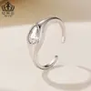Anillo Abierto Aifule Moda Gota de Agua Circonia Cobre Chapado en Oro Blanco Personalidad Ajustable Anillo Versátil para Dedos para Mujeres Venta al por Mayor
