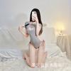 Ropa Interior Sexy de Punto con Cordones, Uniforme de Suéter, Body Seductor de Cuello Bajo, Conjunto Sin Quitar, Dropshipping