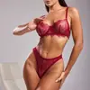 Estilo Europeo Puro Deseo Encaje Francés Lencería Ultra-delgado Transparente Con Aros Busto Grande Hace Pequeño Sexy Conjunto de Sujetador para Mujer