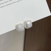 Explosivo Duplo Diamante Face Quadrado Pérola Fivela de Orelha Simples Requintado All-match High-end Moda Elegante Design Sense Brincos