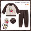 Pijamas de felpa cálidos de dibujos animados para niños y niñas, ropa de casa japonesa con cuello redondo, novedad de invierno de 2025