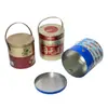 Cajas redondas de hojalata personalizables para comida de Año Nuevo, incluyendo leche, galletas de azúcar, pasteles, rollitos de huevo y dulces, hechas de hojalata