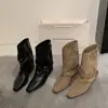 Botín de Tacón Grueso Cuadrado Temporada Primer Encuentro Otoño/Invierno 2026 Nuevo Hebilla de Cinturón Bota de Tobillo Retro Adelgazante Corta Moda