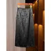 Nueva Falda Jacquard de Satén de Acetato Estilo Chino con Botones Tradicionales Chinos para Mujer, Nueva Falda de Línea A con Abertura que se Ajusta a la Cadera, Principios de Primavera 2026