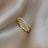 Anillo Abierto Geométrico de Circonita Estilo Palacio Francés, Anillo de Dedo Índice de Alta Gama de Nicho, Joyería de Moda, Exquisita y Personalizada para Mujeres