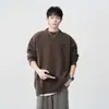 Suéter Maillard Masculino Outono e Inverno Estilo Preguiçoso Versátil Adolescente Suéter de Tricô Solto Casual Suéter de Tricô para Casal