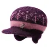 Llegada Nueva de Invierno Sombrero para Madre de Mediana Edad y Anciana Sombrero de Lana Grueso Acolchado con Terciopelo Tejido Sombrero para Ciclismo de Mujer Resistente al Viento Protección contra el Frío Protección para los Oídos