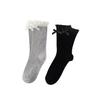 Meias Cinzas Jk para Mulheres, Meias de Renda com Costura Dupla na Altura da Panturrilha, Meias Longas para Meninas Pretas, Meias de Algodão, Estilo Miu