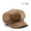 Otoño e Invierno Estilo Coreano Estudiante Lindo y Versátil Estilo Británico Sombrero Octogonal Sombrero de Calabaza Popular Boina de Cuero para Mujeres con Caras Redondas