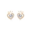 Aretes de tuerca de corona en forma de corazón de plata esterlina S925, temperamento simple japonés y coreano, aretes encantadores, para mujer, combinan con todo, simples, mayoreo de fábrica
