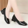 Estilo para ir al trabajo, cómodos, de punta cuadrada, corte bajo, elegantes zapatos planos con suelas suaves y tacones gruesos, zapatos de trabajo sencillos y profesionales que no cansarán tus pies, zapatos de mujer