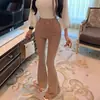 2026 Novo Estilo Garota Popular Calça Flare Slim de Cintura Alta Coreana com Forro de Lã, Alta Elasticidade, Engrossada, Emagrecimento, Calça Casual Estilosa