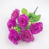 Flores Artificiales 6 Cabezas de Rosas Felices para Decoración de Mesa de Comedor de Sala de Estar, Flores de Seda Simulada, Plástico Jardín Arte Floral Venta al por mayor Rosas