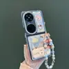 Adecuado para funda de teléfono móvil Huawei Pocket2, Samsung Xiaomi Zflip 40% de descuento Funda para teléfono plegable, Diseño de perro lindo de hilo de pluma