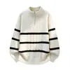 Otoño Invierno Nueva Moda Masculina Cuello Medio Alto Cremallera Jersey de Punto Joven Casual Base Jacquard Camisa