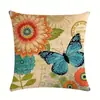 Funda de Almohada Estilo Vintage de Lino Funda de Almohada con Patrón de Mariposa Cojín para Sofá Bolsa Suave para Mesita de Noche Cojín Lumbar para Coche