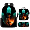 Mochila Tyrannosaurus Rex Impresión 3D Set de Tres Piezas para Niños Bolsa de Doble Hombro Reductora de Carga Set de Lonchera y Estuche para Lápices Protección de la Columna Reducción de Carga