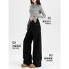 Jeans Negros de Pierna Recta de Gama Alta para Mujer Nueva Colección Primavera y Otoño 2025 Cintura Alta Adelgazantes Pierna Recta Caída Ancha de Pierna Larga Pantalones