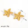 Pendientes de botón irregulares de diseño exagerado de nicho europeo y americano transfronterizos, pendientes de botón de flor de acero inoxidable chapados en oro de 18 quilates para mujer